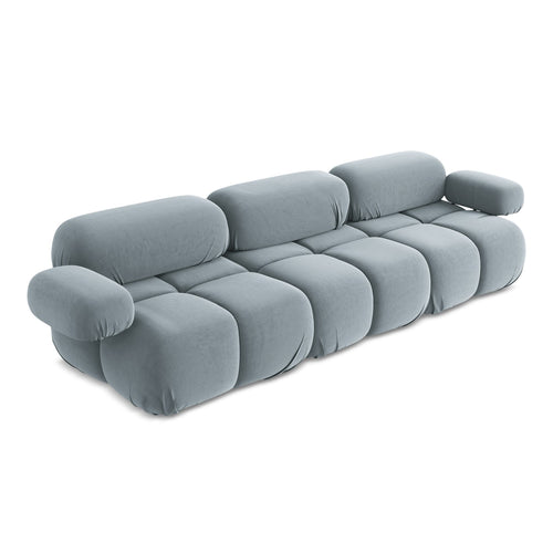 LaMiaSofa 3-zits bank Sanremo - velours - lichtblauw - 285x96x70