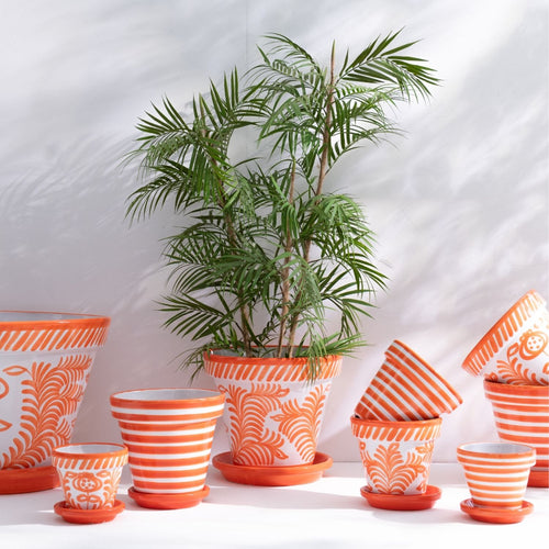 J-Line bloempot Granada Handmade + Painted - keramiek - oranje - extra large - Ø 50 cm