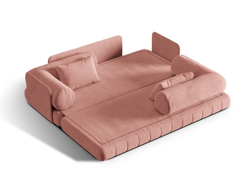 Cosmopolitan Design Converteerbare bank Kemi 3-zits, flueel roze - 95x206x70cm