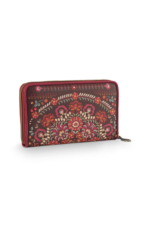Pip Studio Willow Portemonnee II Ricamo Dames - Donkerrood - 18x3x11 cm
