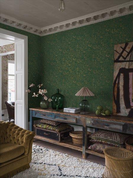 Borastapeter behang bloemen groen - 53 cm x 10.05 m - 660278