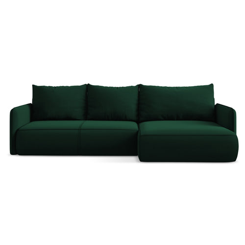 LaMiaSofa hoekbank rechts Palermo - velours - flessengroen - 240x148x86