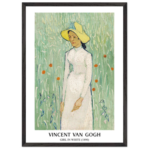 Artfulprints Poster met Lijst Vincent van Gogh - Girl in white   - 50x70 cm - Groen