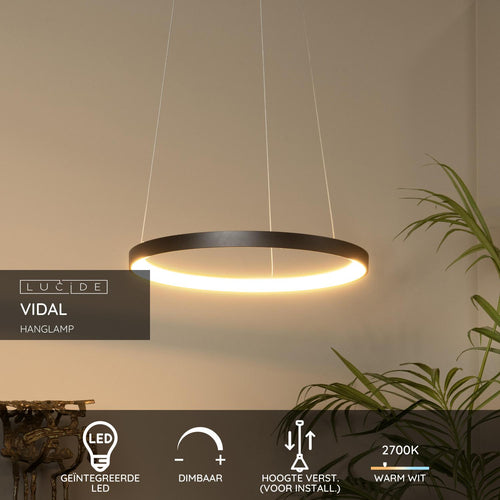 Lucide hanglamp VIDAL - Geïntegreerde LED - Zwart - vtwonen shop