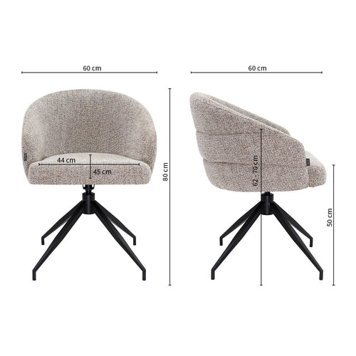 Kick draaistoel Ava - Taupe - vtwonen shop