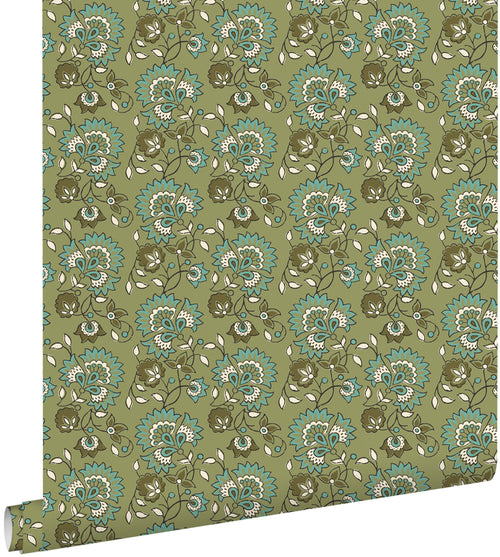 ESTAhome behang vintage bloemen groen - 50 x 900 cm - 131819