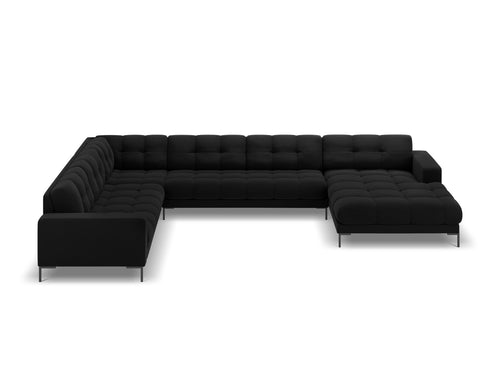 Cosmopolitan Design Panoramische hoekbank links Bali 7-zits, flueel, zwart - 256x327x75cm