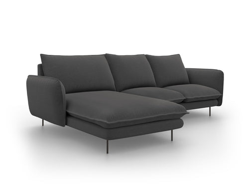 Cosmopolitan Design linker hoekbank Vienna 5-zits, structurele stof, donkergrijs - 170x255x95cm