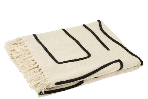 J-Line plaid Strepen/Bogen - katoen - wit/zwart - 180 x 130 cm - vtwonen shop