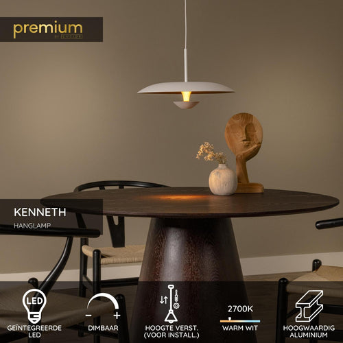 Lucide hanglamp KENNETH - Geïntegreerde LED - Wit