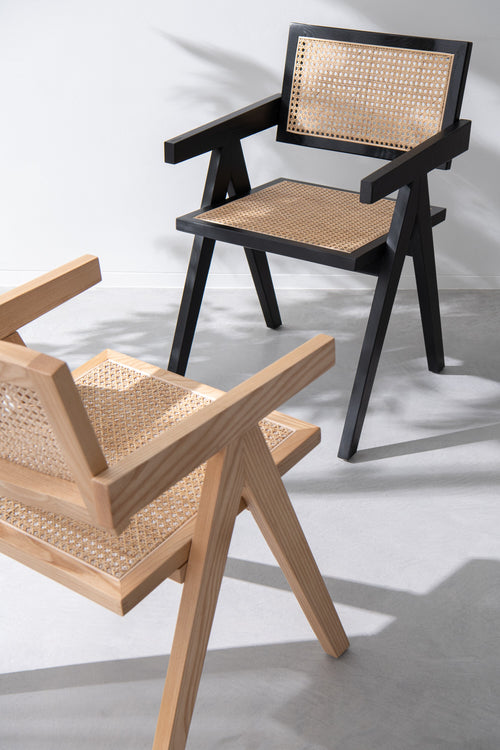 J-Line stoel Rooster - essenhout/rotan - zwart - vtwonen shop