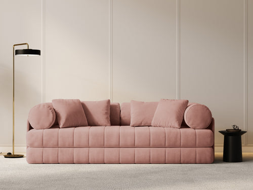 Cosmopolitan Design Converteerbare bank Kemi 3-zits, flueel roze - 95x206x70cm