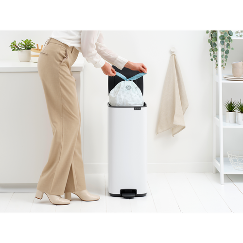 Brabantia Bo Pedaalemmer, 30 liter, stil sluitend, kunststof binnenemmer - White
