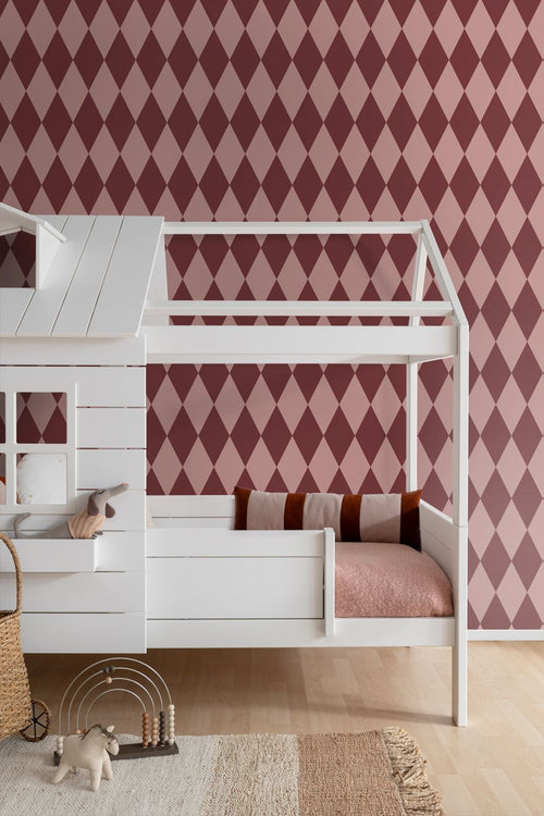 ESTAhome behang ruiten donker paars en roze - 50 x 900 cm - 131919