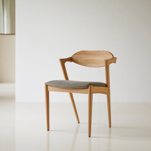 Tikamoon Stoel van licht massief teakhout en stof - Naturel - vtwonen shop