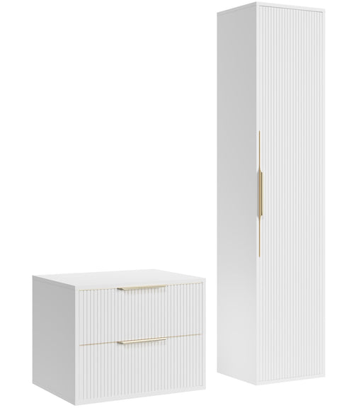Badplaats Wastafelkast Rimini 80 cm – Mat Wit – Badmeubel met Kolomkast