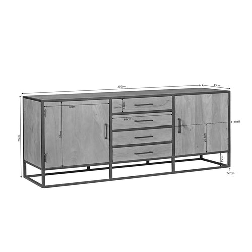 Starfurn Dressoir Dakota - Naturel Hout - 210x45x75cm