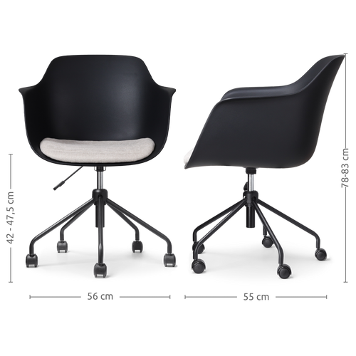 Nolon Nout-Liz Bureaustoel Zwart - Beige Kussen - Zwart Onderstel