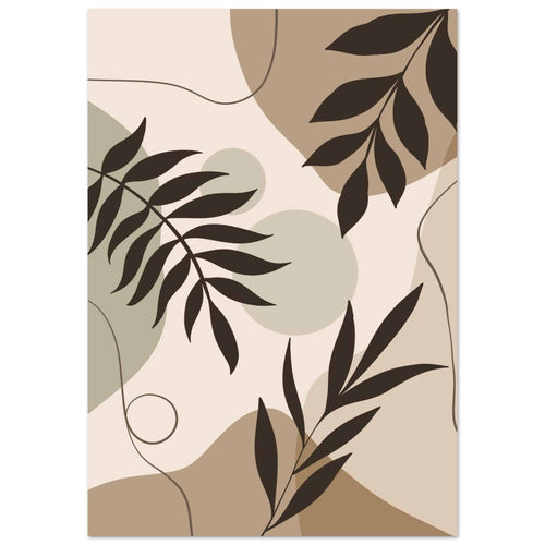 Artfulprints Poster met Lijst Boho – Shaped leaves   - 70x100 cm - Meerkleurig