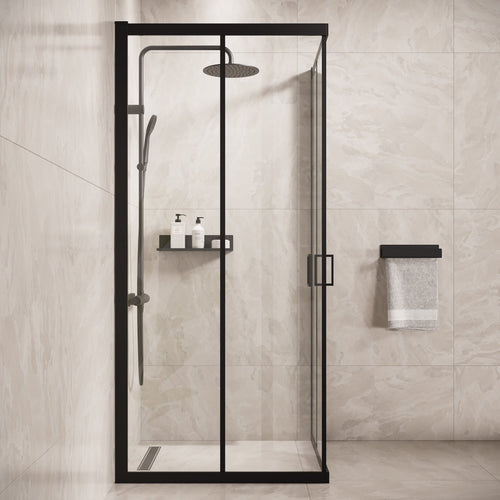 Badplaats Douchecabine Dakota 90 x 90 x 190 cm – Zwart – Douchewand met Schuifdeur