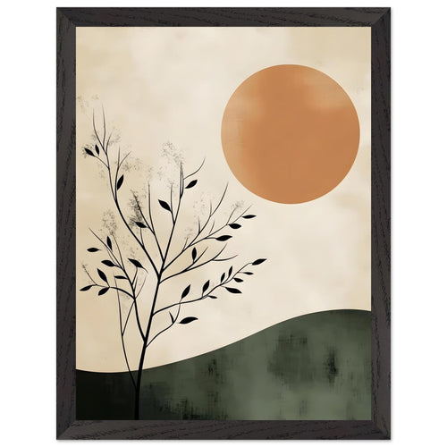 Artfulprints Poster met Lijst Boho – Sunset hill   - 30x40 cm - Meerkleurig