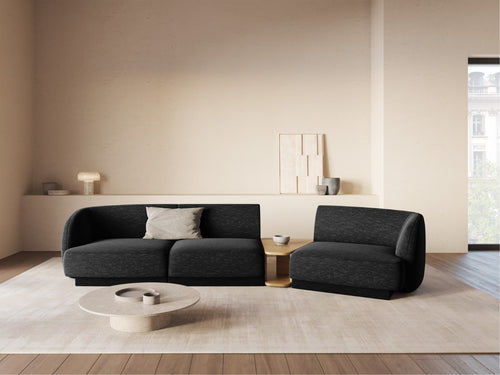 Micadoni Rechte modulaire bank Miley 3-zits, structurele stof antraciet - 126x303x70cm