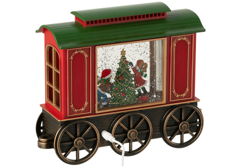 J-Line decoratie Trein + Muziek Kerstman - kunststof - mix - LED