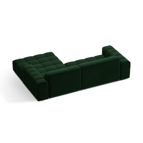 Cosmopolitan Design - Rechter hoekbank Chicago 3-zits, flueel flessengroen - 167x234x78cm