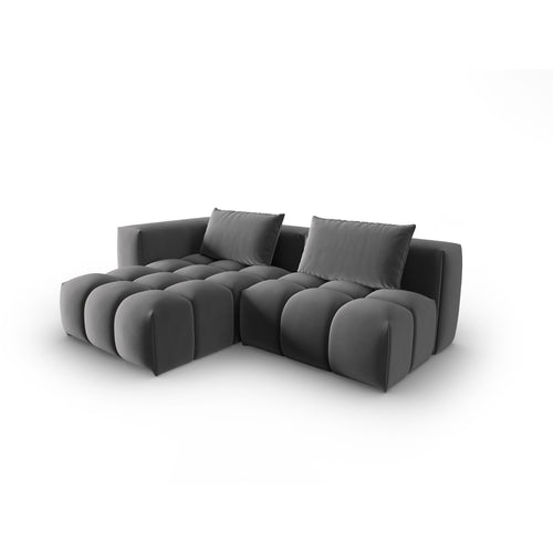 Cosmopolitan Design - Modulaire hoekbank links Verona 3-zits, flueel warm grijs - 145x205x70cm
