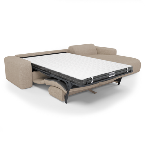 Sia Home - Rechthoekige hoekbank die als bed kan worden gebruikt MYRA - bouclé-stof mol 299cm