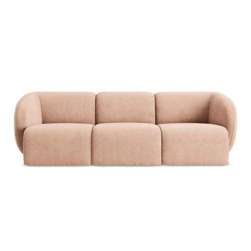 LaMiaSofa 3-zits bank Cervo - chenille stof - perzik - 244x94x75