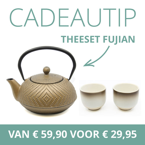 Bredemeijer - Theepot Fujian Goud 1.2L met filter - theezeef MET GRATIS KOPJES - vtwonen shop