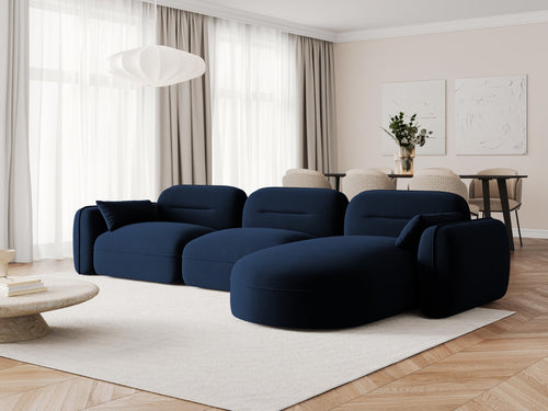 Cosmopolitan Design Modulaire hoekbank rechts Sydney 4-zits, flueel, koningsblauw - 165x320x70cm