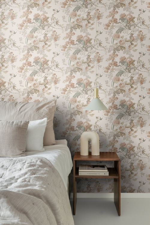 ESTAhome behang bloemen en vogels beige - 50 x 900 cm - 139807 - vtwonen shop