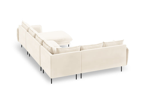 Cosmopolitan Design Panoramische hoekbank links Vienna 7-zits, flueel, lichtbeige - 235x330x95cm