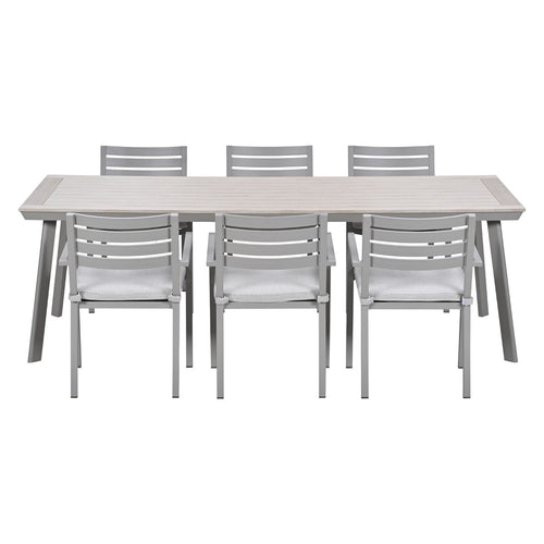 Garden Impressions Oklahoma/Vigo tuinset 6 personen taupe stapelbare stoelen 230 cm