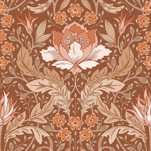 ESTAhome behang vintage bloemen in art nouveau stijl terracotta bruin - 50 x 900 cm - 131080 - vtwonen shop