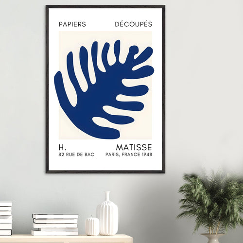 Artfulprints Poster Matisse – Coral bloom navy blue II   - 50x70 cm - Blauw