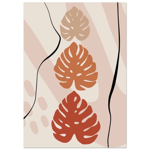 Artfulprints Poster Boho – Tropical trio   - A4 21x29.7 cm - Taupe