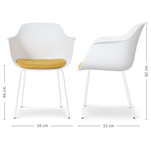 Nolon Nora-Liz Eetkamerstoel Wit - Okergeel Kussen - Witte Poten - vtwonen shop