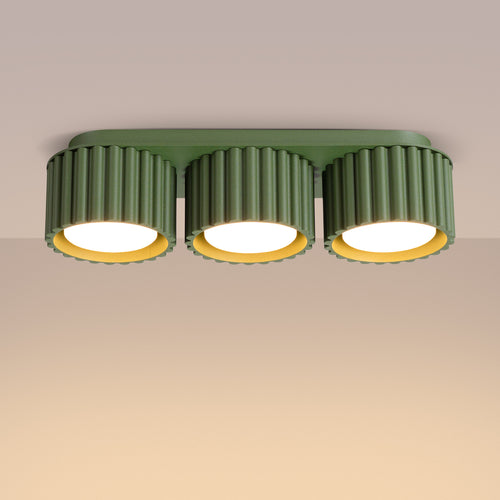 Sollux Lighting Plafondlamp AURA 3 olijfgroen Gx53 - 32,5x10x8cm