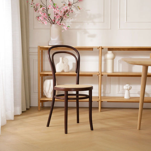 Fameg Vienna Thonet No.14 Houten Bistrostoel Walnoot - Rotan Zitting