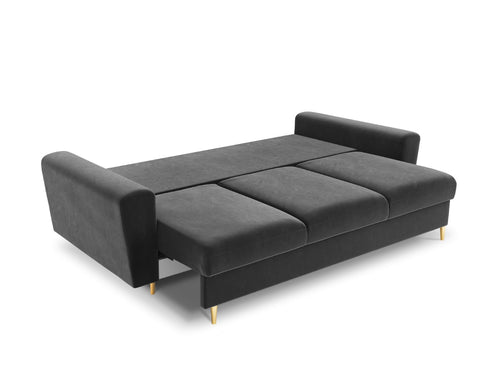 Cosmopolitan Design Slaapbank met opbergdoos Kyoto 3-zits, flueel, lichtgrijs - 100x235x88cm
