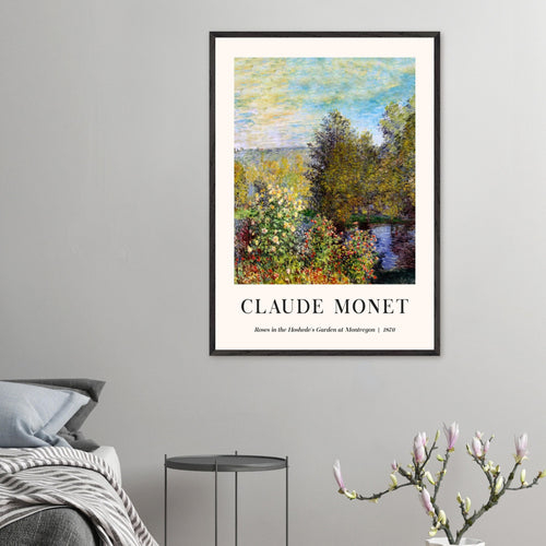 Artfulprints Poster met Lijst Claude Monet - Roses in the hoshede's garden at Montregon   - 30x40 cm - Groen