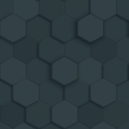 Origin Wallcoverings behang 3d hexagon motief donkerblauw - 53 cm x 10.05 m - 347853 - vtwonen shop