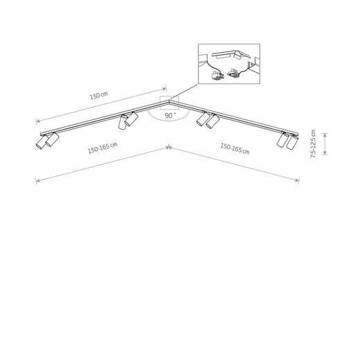 Nowodvorski railsysteem Mono - 8 lichts - 300  x 11   cm - zwart - vtwonen shop