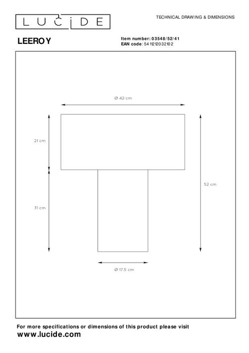 Lucide tafellamp LEEROY - 1xE27 - Taupe - vtwonen shop