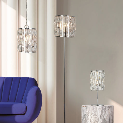 Searchlight BIJOU - 1 lichte chromen plafondlamp met kristalglas