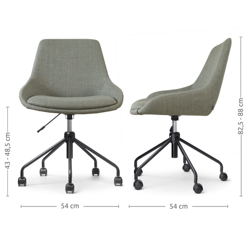 Nolon Nout-Isa Bureaustoel Saliegroen - Stof - Zwart Onderstel - vtwonen shop