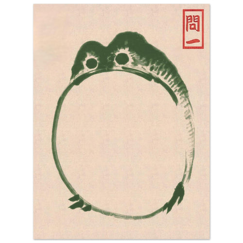 Artfulprints Poster Matsumoto Hoji - Frog III   - 70x100 cm - Donkergroen